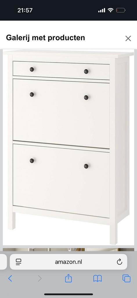 Ikea Witte schoenenkast met lade en twee kleppen, Ophalen of Verzenden, Gebruikt