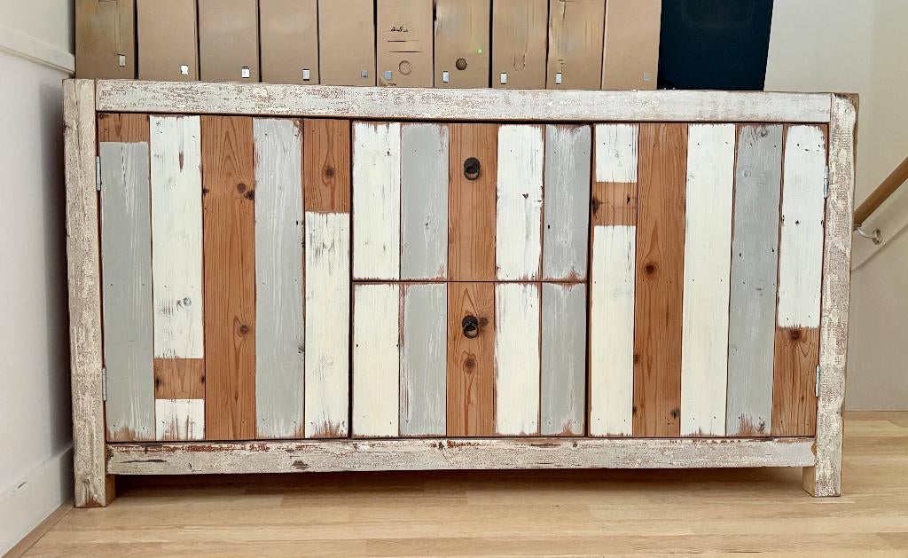 Robuust dressoir van driftwood, handgemaakt, Ophalen, Gebruikt, 100 tot 150 cm, Driftwood