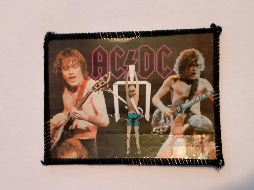 AC DC AC/DC Angus Young vintage foto patch embleem kleding, Ophalen of Verzenden, Gebruikt, Kleding