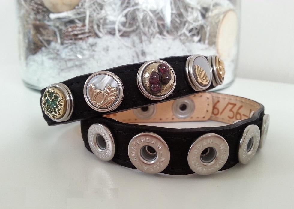 Noosa Amsterdam Armband Petite Classic skinny Black, Verzenden, Nieuw, Zwart, Leer