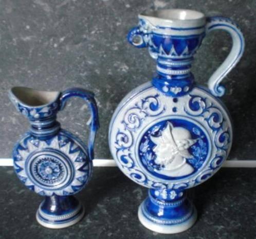 WESTERWALD ANTIEK STEENGOED * Twee Platte Kruikjes *, Antiek en Kunst, Antiek | Keramiek en Aardewerk, Verzenden