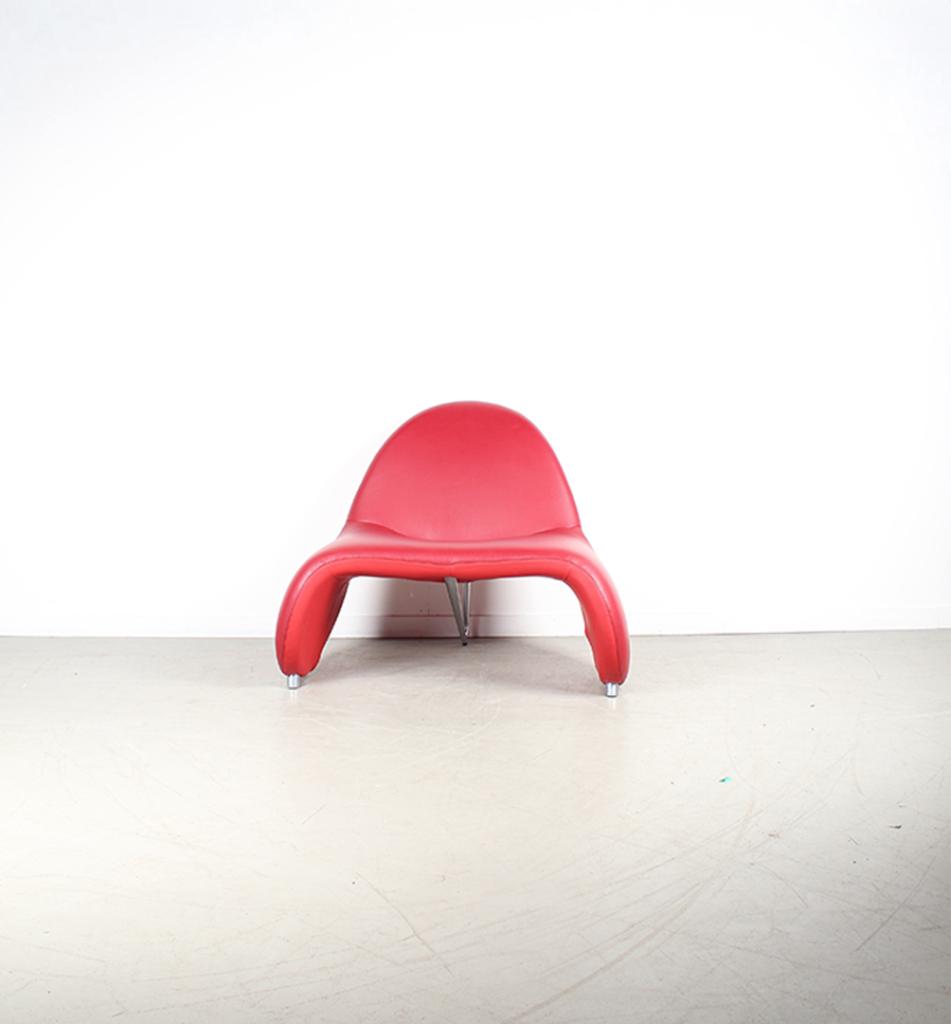 1x Leolux Sella Fauteuil Rood – Leer, Niet ingevuld, Niet ingevuld, Ophalen of Verzenden, Zo goed als nieuw