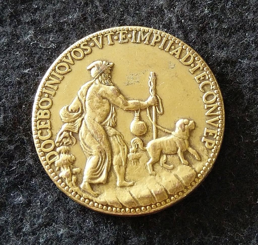 penning brons Michel Angelo Bonarrotus herslag uit 1974, Ophalen of Verzenden, Brons, Buitenland