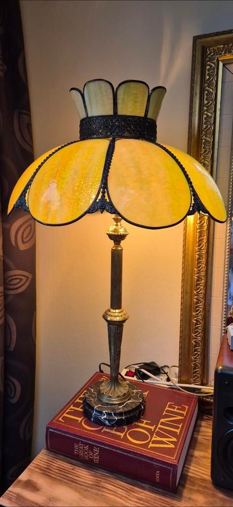 Hollywood Regency Tiffany Stijl Palmboom Tafellamp 85cm, Antiek en Kunst, Ophalen