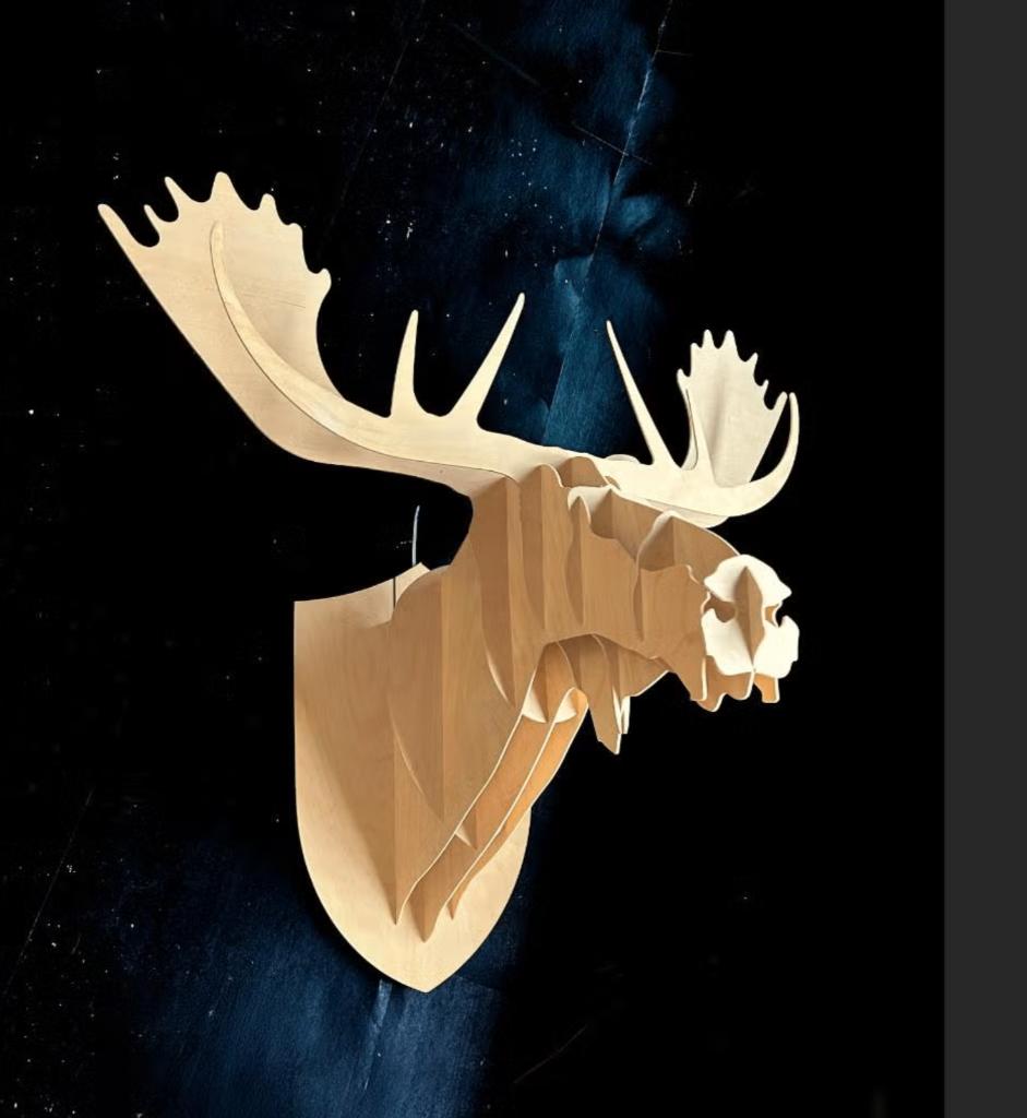 Zeer grote eland kop 3D muurkunst (bijna 100 cm breed), Ophalen, Zo goed als nieuw, Wanddecoratie