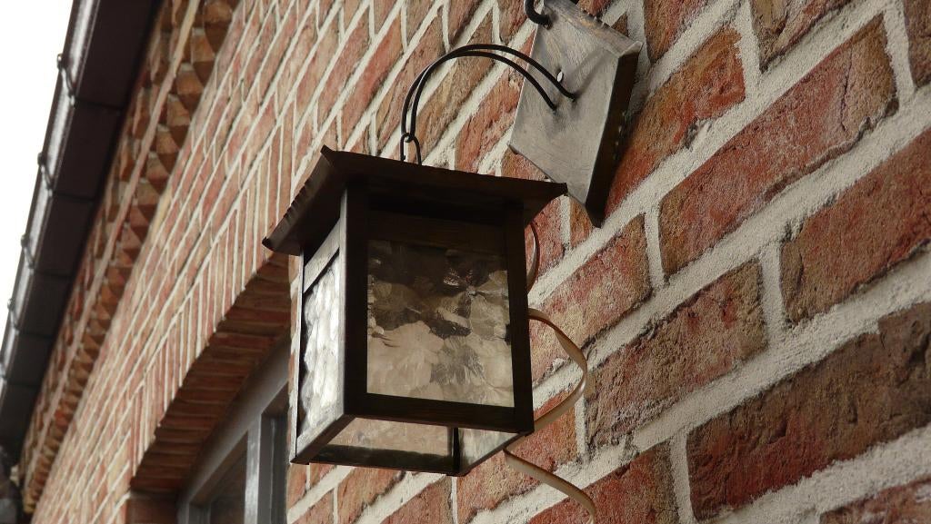 Hanglaantaarnje - (smeed)ijzer - deels gehamerd - jaren '50, Antiek en Kunst, Ophalen of Verzenden