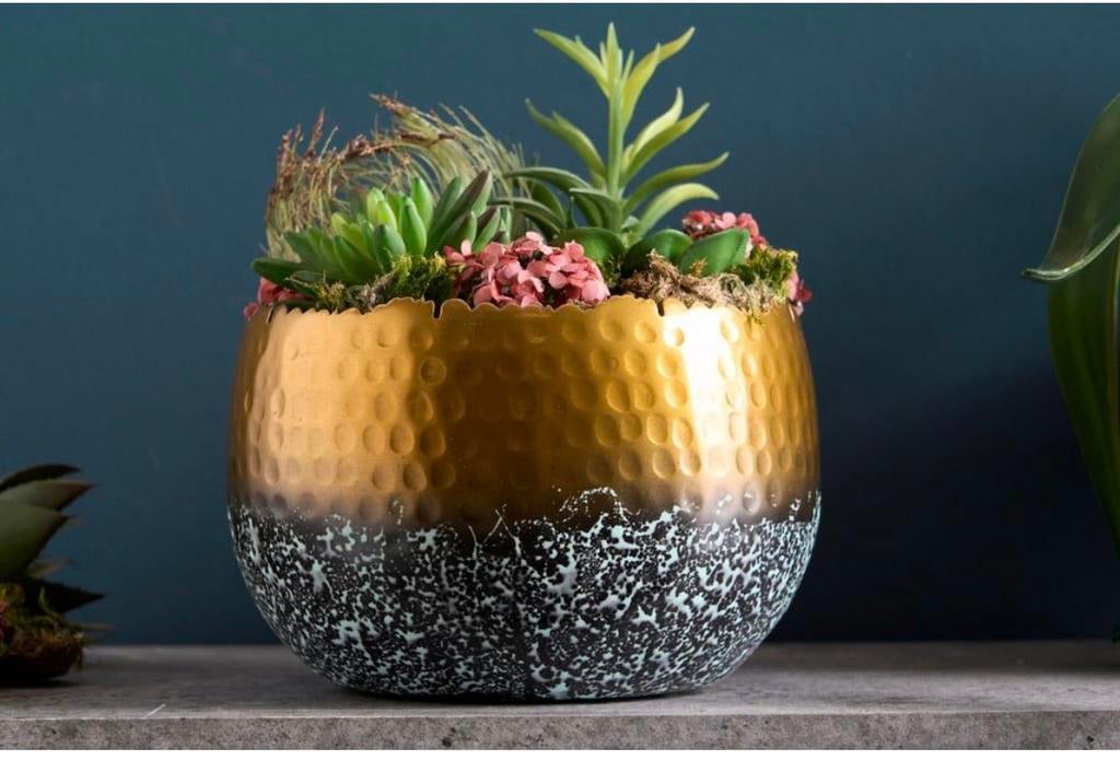 Schaal Orient Goud 18cm, Tuin en Terras, Bloempotten, Rond, Ophalen of Verzenden, Zo goed als nieuw, Minder dan 40 cm