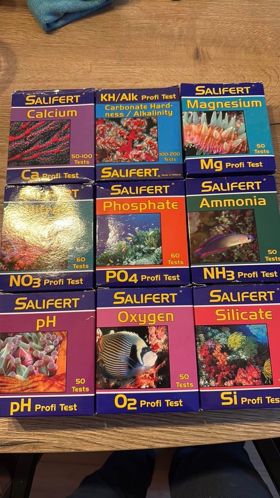 Salifert testsetten gebruikt, Ophalen of Verzenden, Zo goed als nieuw, Gevuld zeewateraquarium
