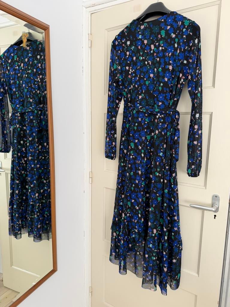 Fabienne Chapot Natasja Frill Dress Maat:38 overslagjurk, Maat 38/40 (M), Zwart, Ophalen of Verzenden, Zo goed als nieuw