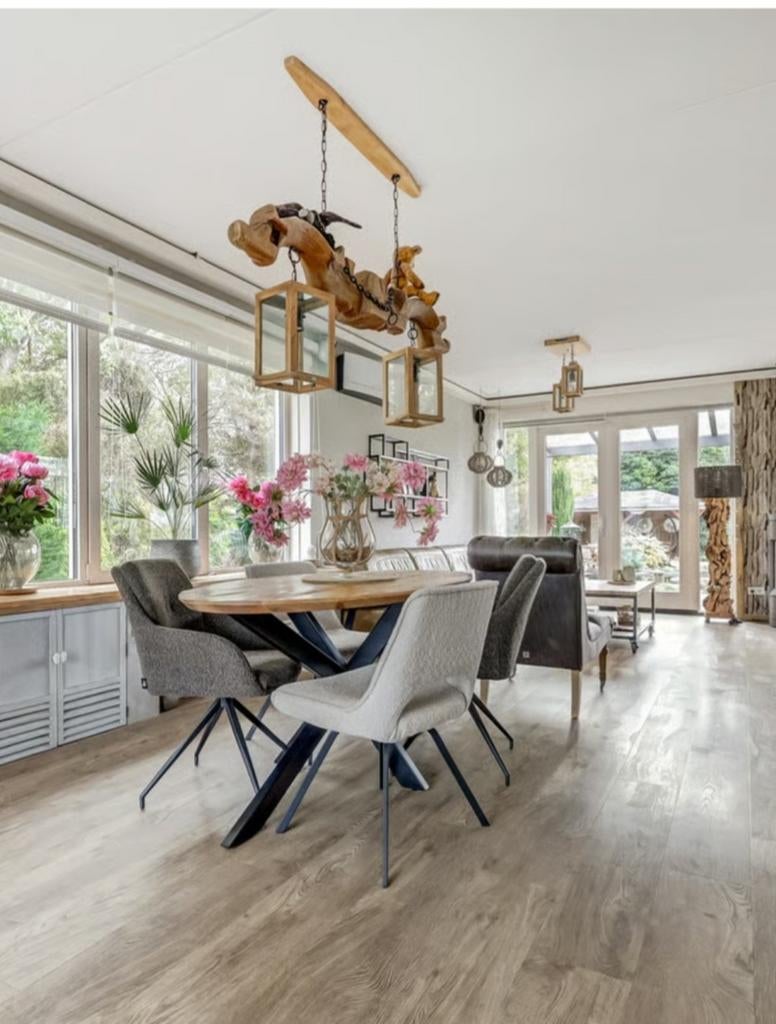 Unieke JUK hanglamp, Ophalen, Gebruikt, Hout, Minder dan 50 cm