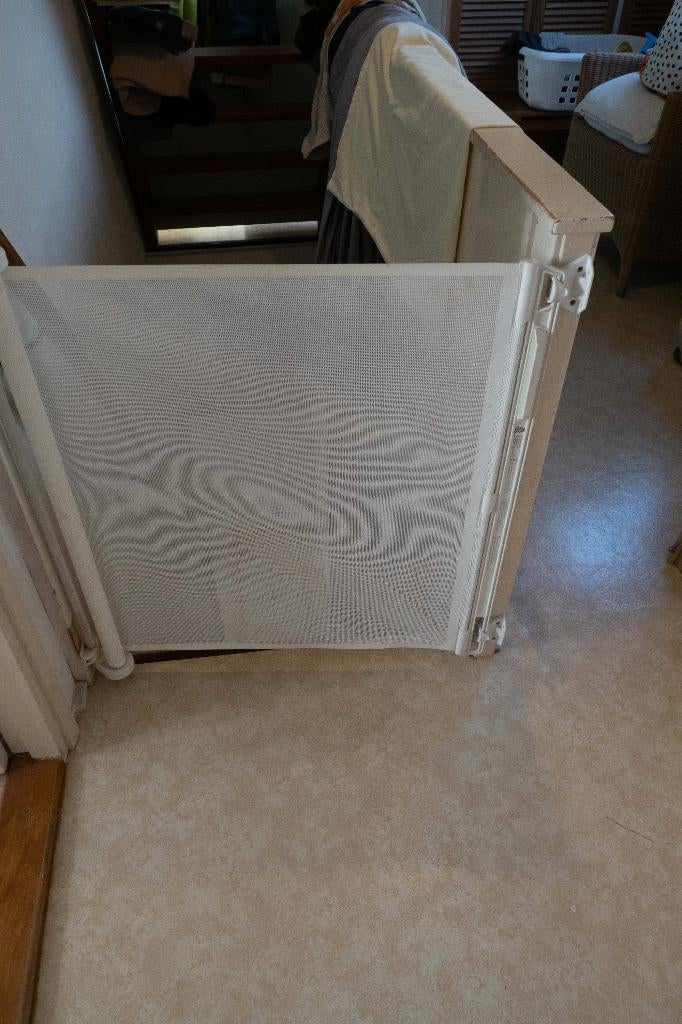 Traphekje oprolbaar, Kiddy Guard, Kinderen en Baby's, Traphekjes, Overige materialen, Gebruikt, Oprolhekje, Ophalen of Verzenden