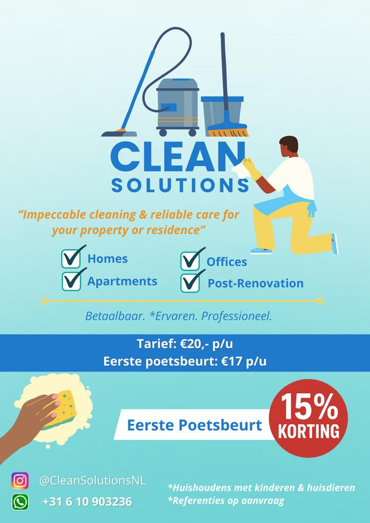Enthousiaste schoonmaker zoekt klanten – Meppel & Zwolle, Ophalen of Verzenden