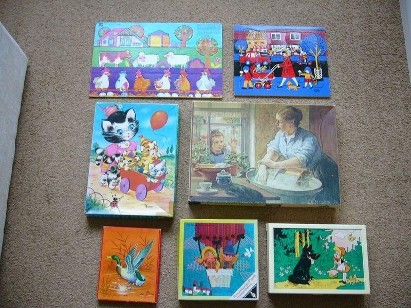 7 Kinder puzzels uit de jaren 70, Ophalen of Verzenden, 10 tot 50 stukjes, Gebruikt