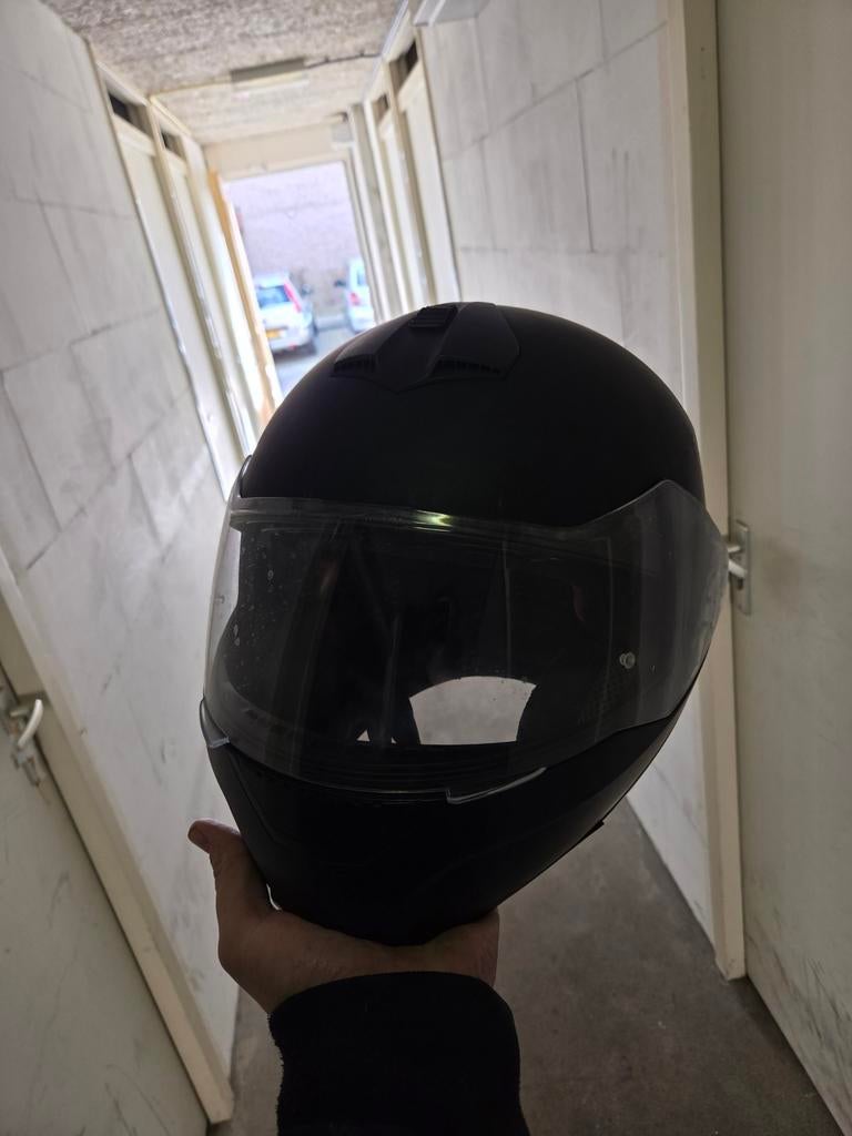 Zwarte systeemhelm maat L (59-60 cm), Motoren, Systeemhelm, Heren, L, Tweedehands