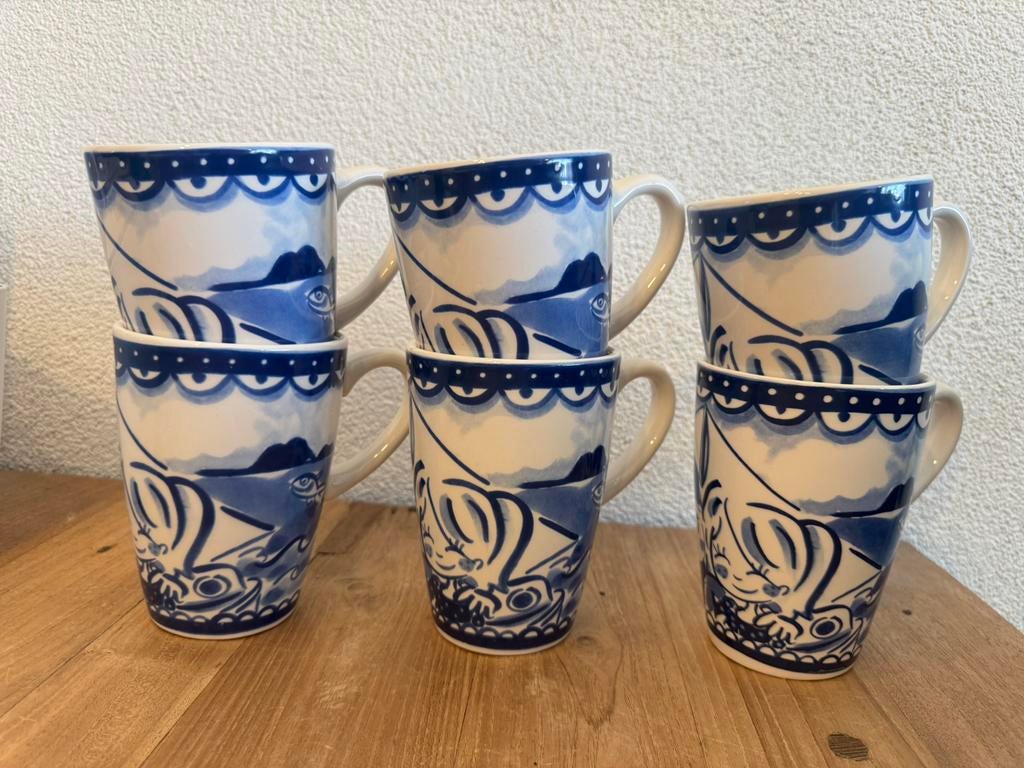 Blond Amsterdam | 6x XL beker | Delfts blauw, Ophalen, Blond Amsterdam, Zo goed als nieuw, Kop(pen) en/of Schotel(s)