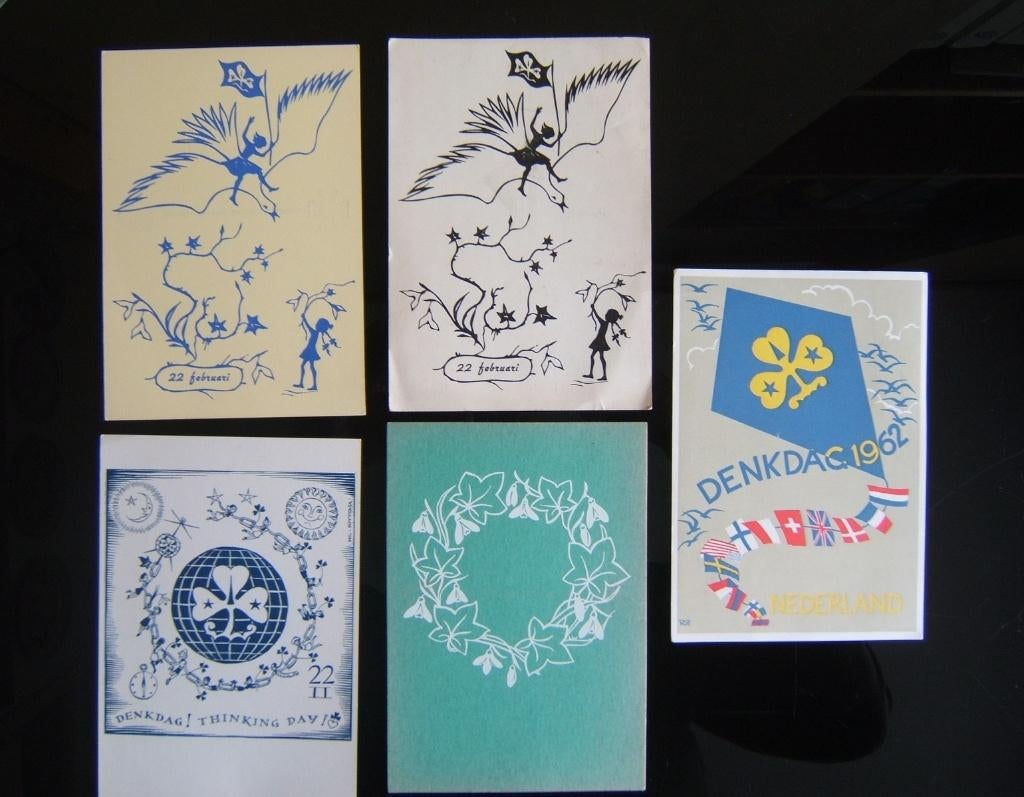 5 scouting padvinders ansichtkaarten padvindsters, Verzenden, Gebruikt, Overige typen