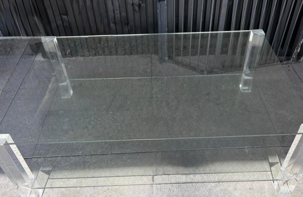 Gratis glazen salontafel, Huis en Inrichting, Tafels | Bijzettafels, Minder dan 55 cm, Rond, Ophalen, 45 tot 60 cm