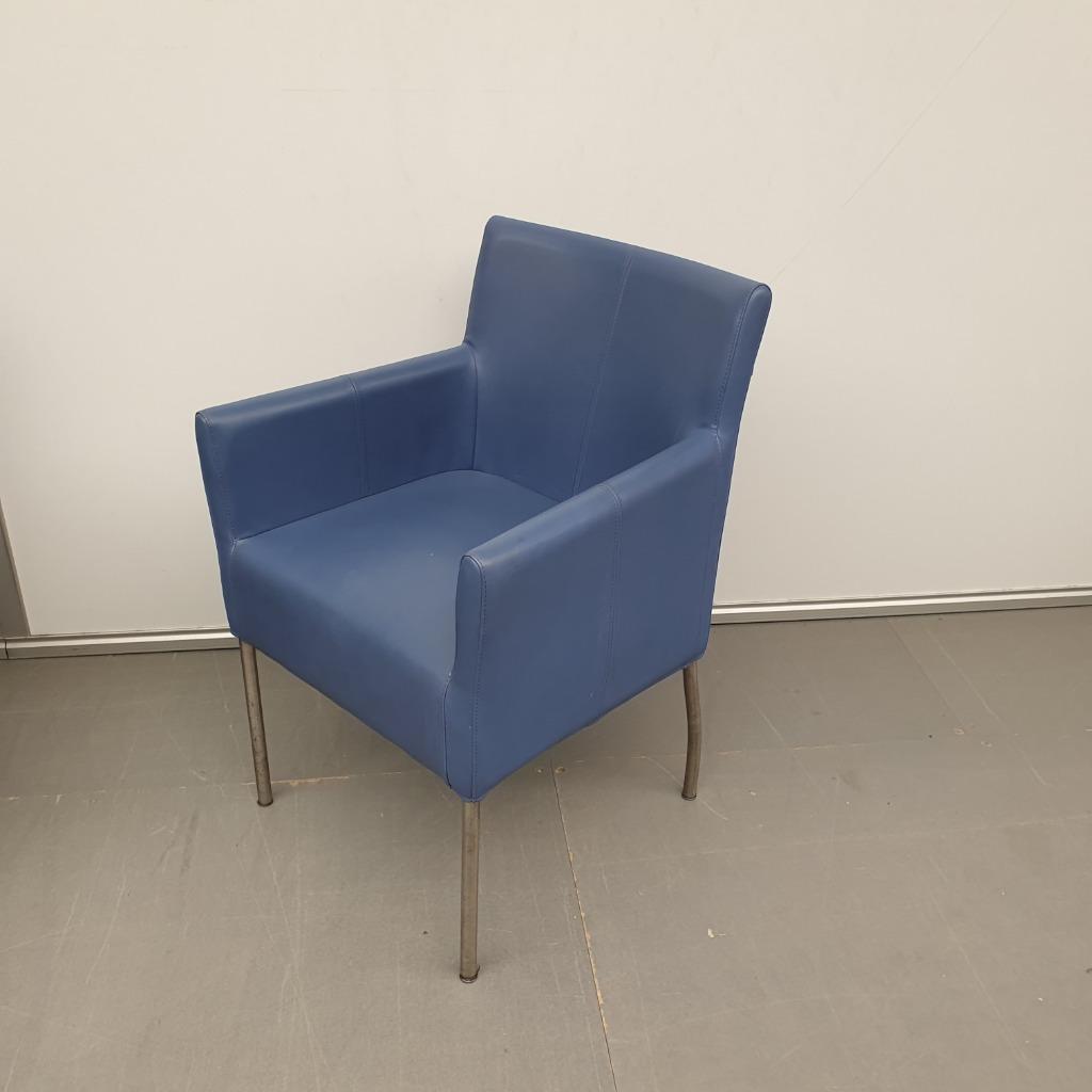 Amide zorgstoel - blauw leder SET 4 STUKS stoelen fauteuils, Huis en Inrichting, Ophalen, Gebruikt, 75 tot 100 cm
