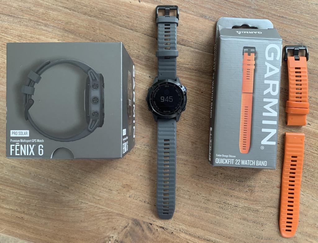 Garmin Fenix 6 PRO SOLAR Zo goed als nieuw      , GARMIN, Zwart, Ophalen of Verzenden, Zo goed als nieuw