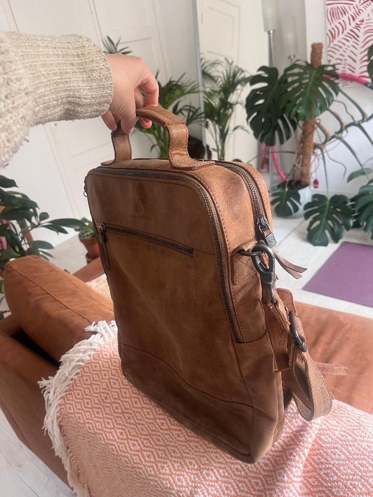 Mooie leren Micmacbags tas te koop!, Bruin, Zo goed als nieuw, Leer, Ophalen