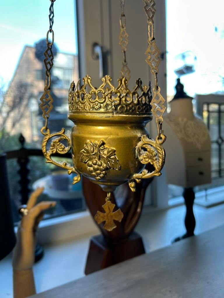 Antiek wierookvat of godslamp, 13 cm, Ophalen of Verzenden