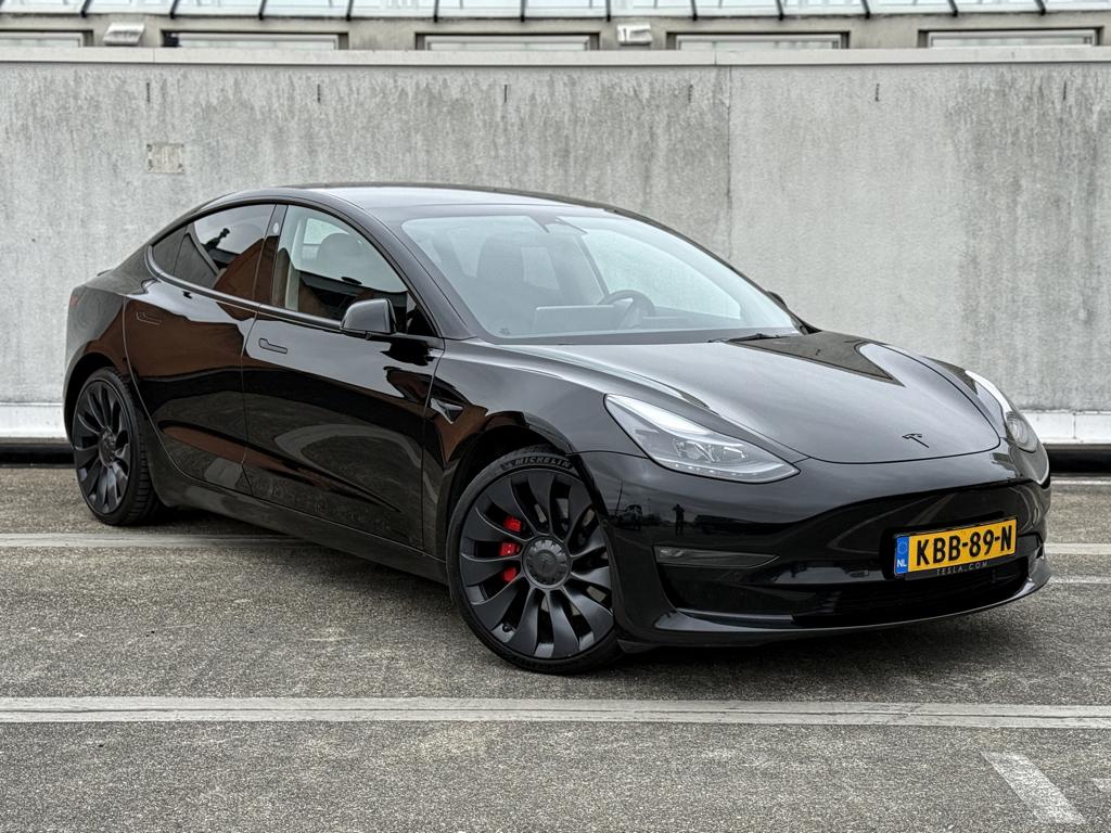 Tesla Model 3 Performance Dual Motor 513pk AWD 75 kWh 2022, Auto's, Tesla, Zwart, Leder, Elektrisch, Vierwielaandrijving