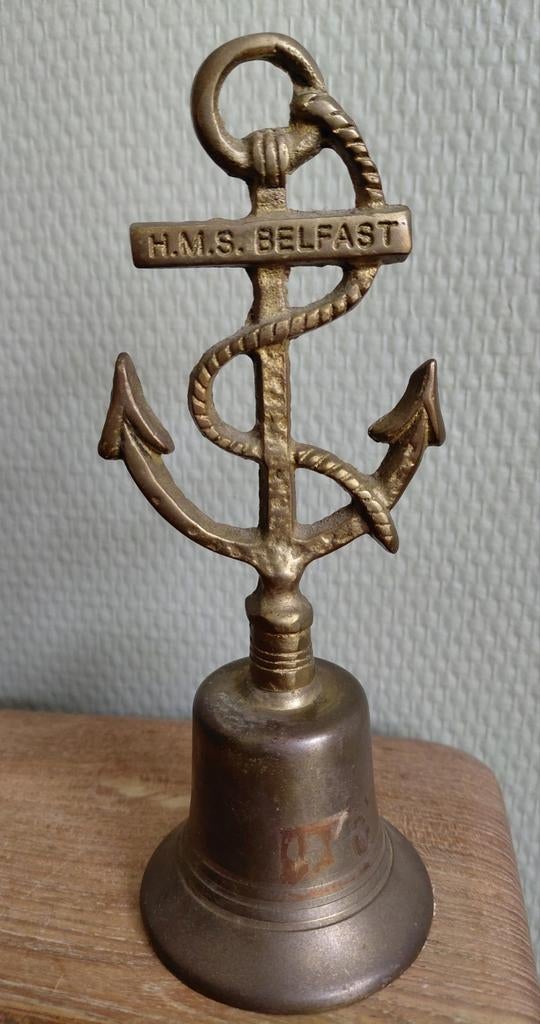 Vintage Messing Tafelbel Scheepsbel HMS Belfast, Antiek en Kunst, Ophalen of Verzenden