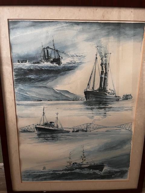 aquarel Ad.M.Oudes, Ophalen, Gebruikt, Schilderij, 50 tot 75 cm