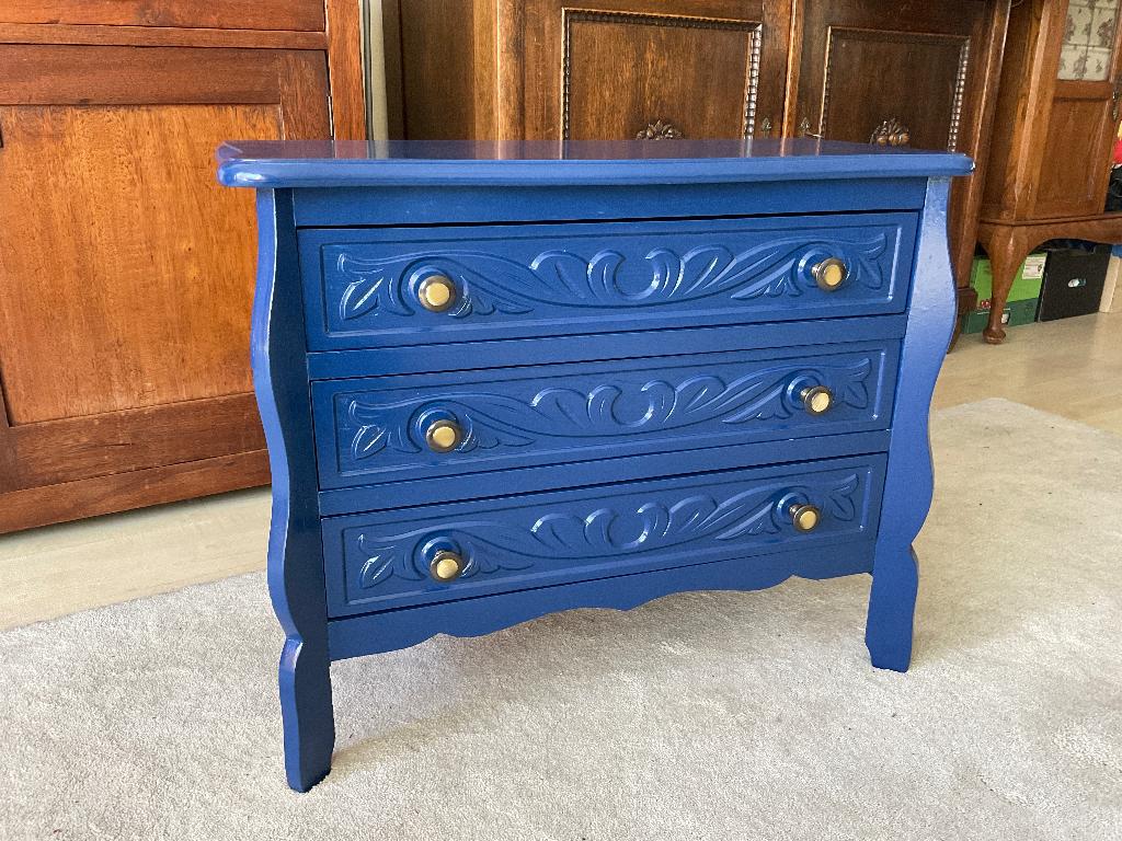 Ladekastje blauw, Ophalen, 50 tot 100 cm, 3 of 4 laden, Minder dan 100 cm