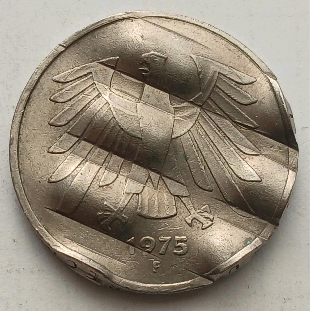 5 Duitse Mark 1975F Duitsland Oude Misslag Munt Error Coin, Postzegels en Munten, Munten | Europa | Niet-Euromunten, Ophalen of Verzenden