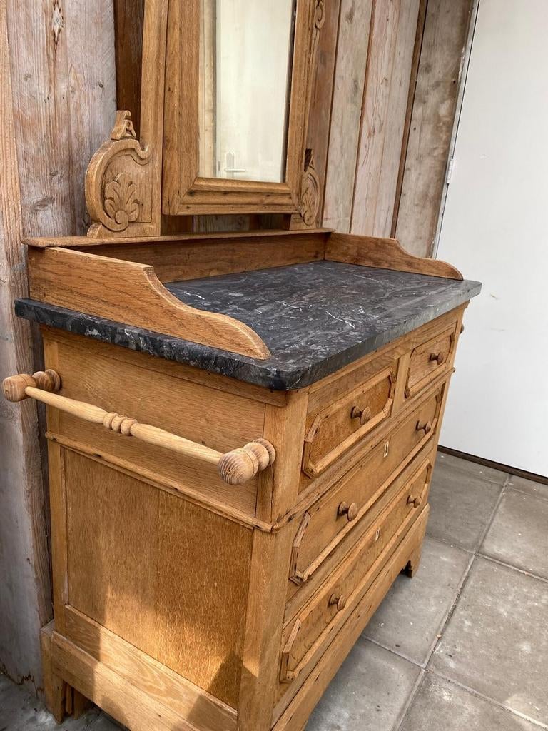 Landelijk Frans eiken wasmeubel ladekast commode, Ophalen