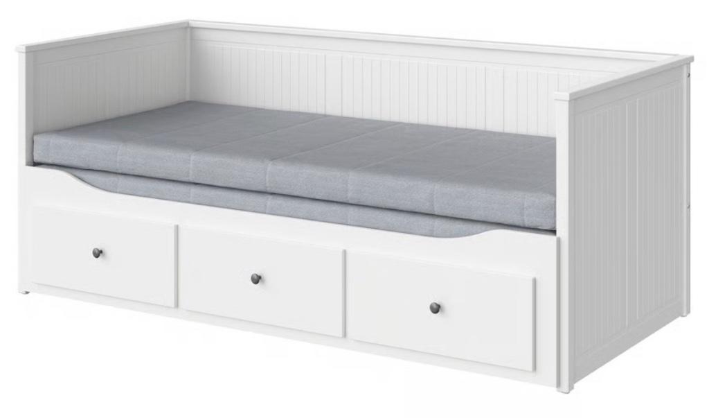 Bed ikea Hemnes 1 pers uitklapbaar naar 2 pers bed, Ophalen, 90 cm, Eenpersoons, Wit