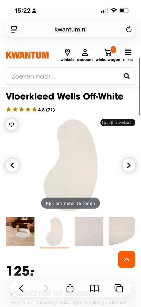 Organisch vloerkleed Wells Off White, 100 tot 150 cm, Organisch, Modern, 200 cm of meer, Ophalen of Verzenden