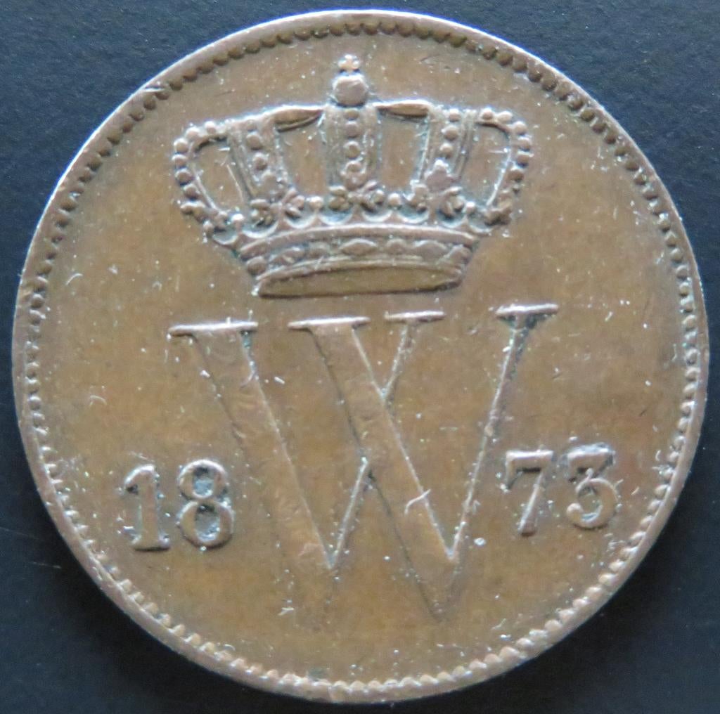 Cent 1873, Verzenden, Koning Willem III, 1 cent, Losse munt