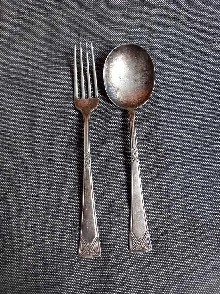 Art Deco vork en lepel., Antiek en Kunst, Antiek | Bestek, Ophalen of Verzenden