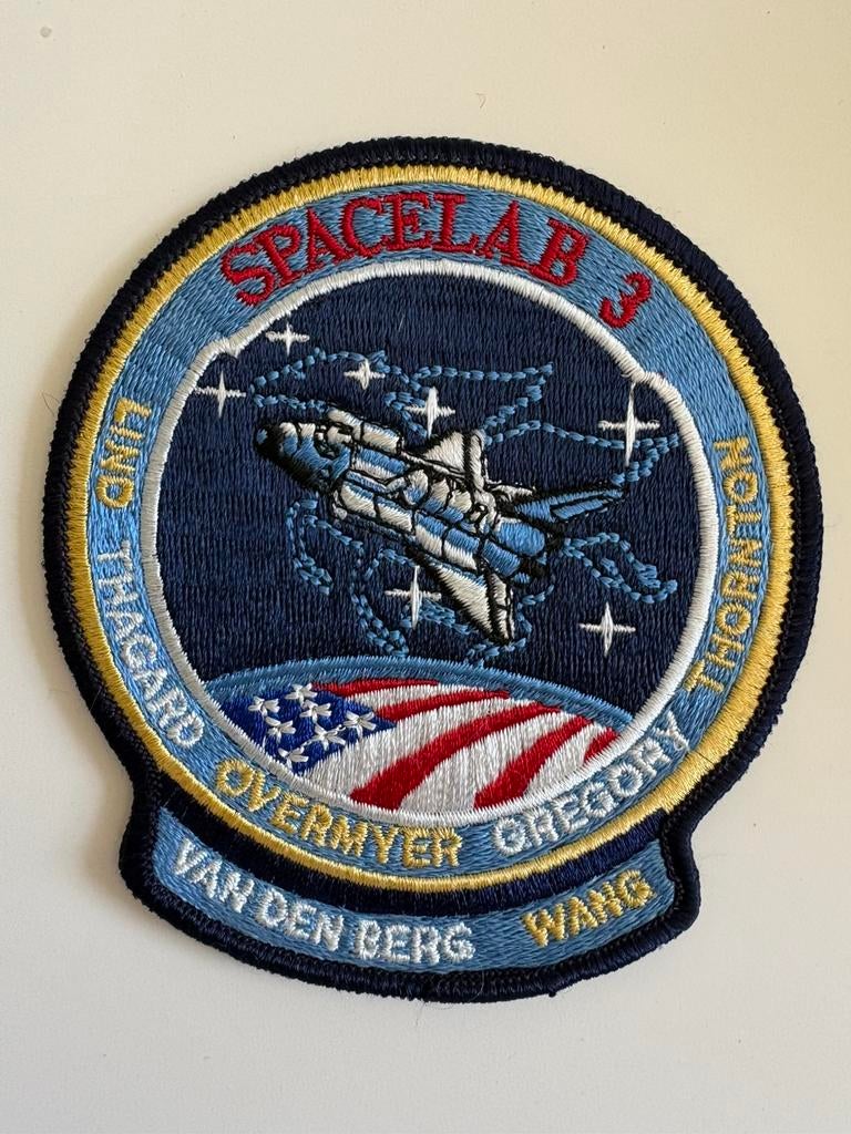 NASA STS-51B Spacelab 3 Embroidered Iron On Mission Patch, Ophalen of Verzenden, Zo goed als nieuw, Patch, Badge of Embleem