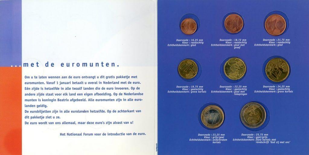 Eerste set euromunten van Beatrix, Postzegels en Munten, Munten | Nederland, Ophalen of Verzenden, Koningin Beatrix, Euro's, Setje