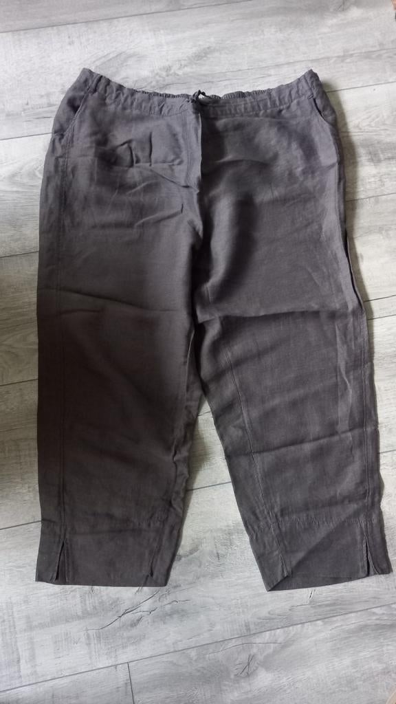 Samoon Linnen Look Broek - Bruin - Grote maat, Kleding | Dames, Bruin, Maat 46/48 (XL) of groter, Ophalen of Verzenden, Driekwart