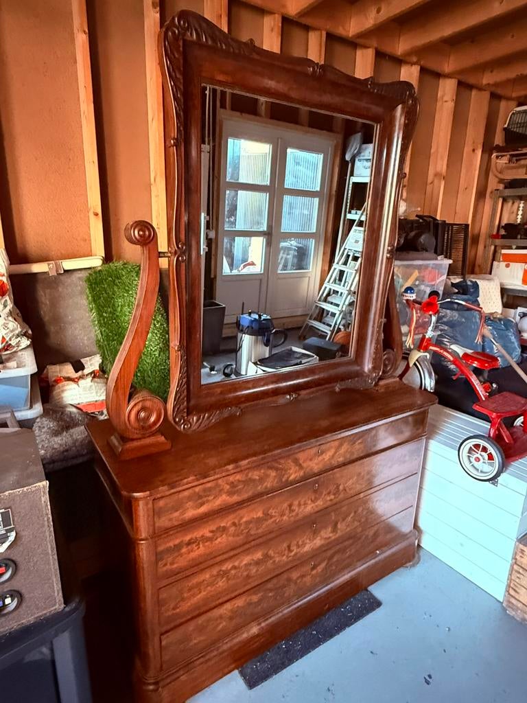 Ladekast/ commode met spiegel antiek, Antiek en Kunst, Antiek | Meubels | Kasten, Ophalen