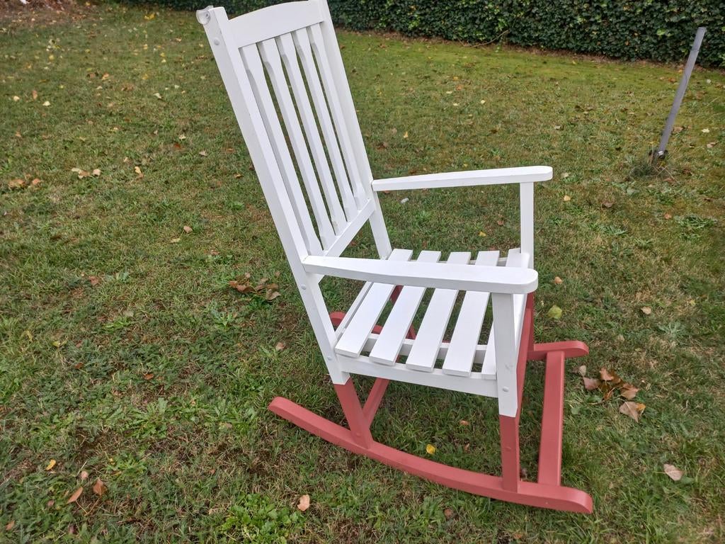 Comfortabele schommelstoel voor binnen of buiten, Gebruikt, Wit, Ophalen of Verzenden, Eén