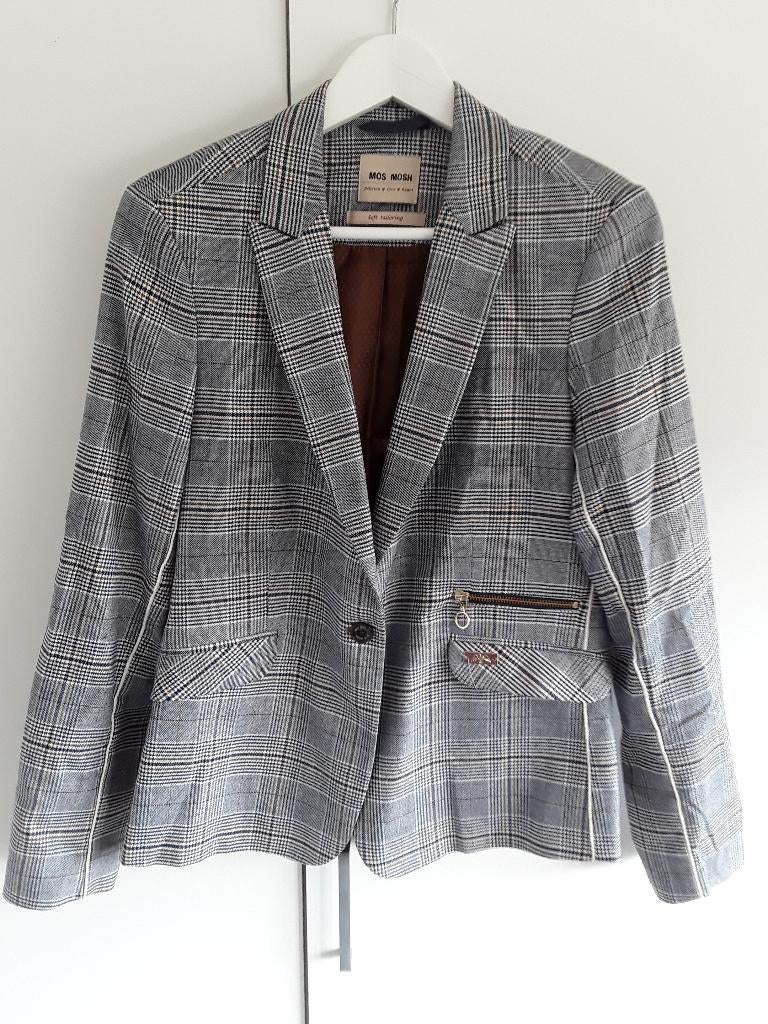 MOS MOSH Blauw/Bruin Geruite Blazer Maat 40, Kleding | Dames, Maat 38/40 (M), MOS MOSH, Blauw, Ophalen of Verzenden