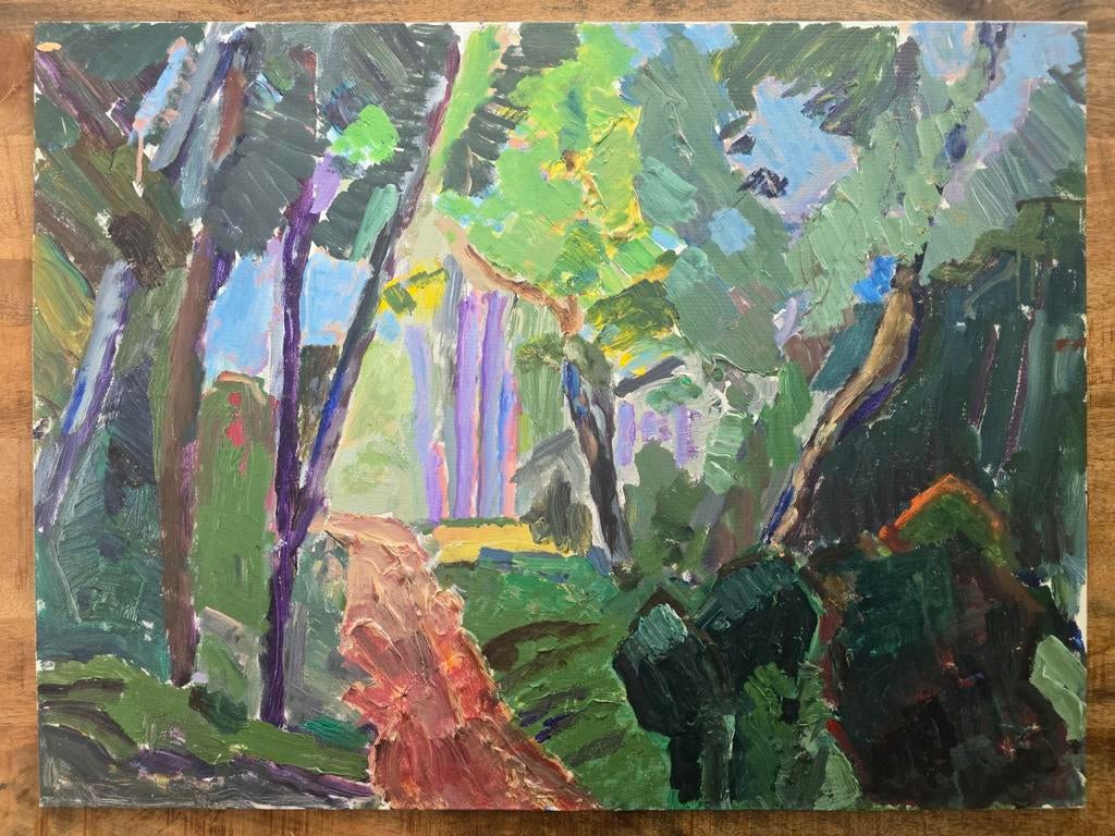 Schilderij P.C. Kuiper - Boslandschap (dubbelzijdig), Ophalen of Verzenden