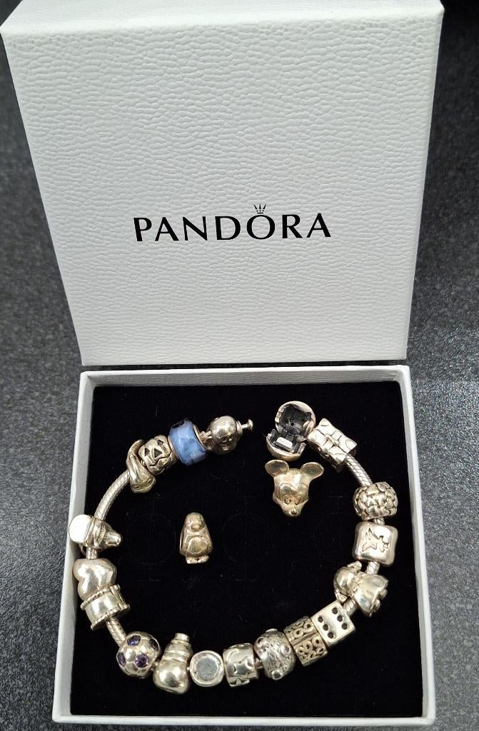 originele pandora armband met originele bedels, Gebruikt, Verzenden, Met bedels of kralen, Zilver