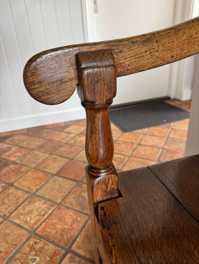 Antieke Engelse houten Halbank klepbank bank, Ophalen