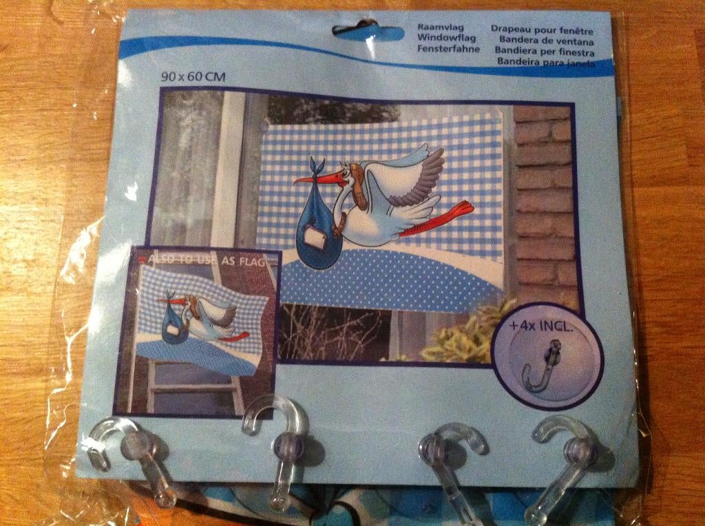 gevelvlag jongen of meisje ooievaar voorzien met zuignappen, Ophalen of Verzenden, Nieuw