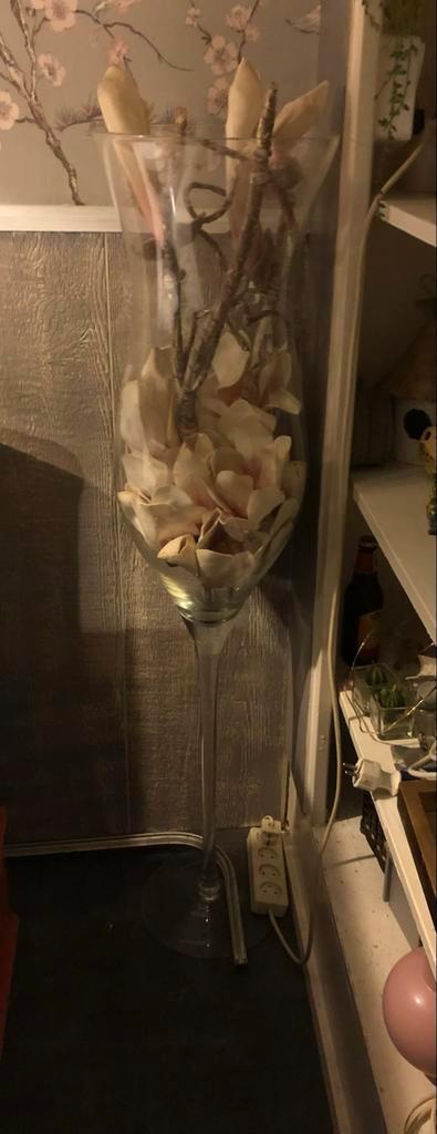Grote glazen vaas - 120 cm hoog, Huis en Inrichting, Woonaccessoires | Vazen, Ophalen, Gebruikt, Overige kleuren, Glas