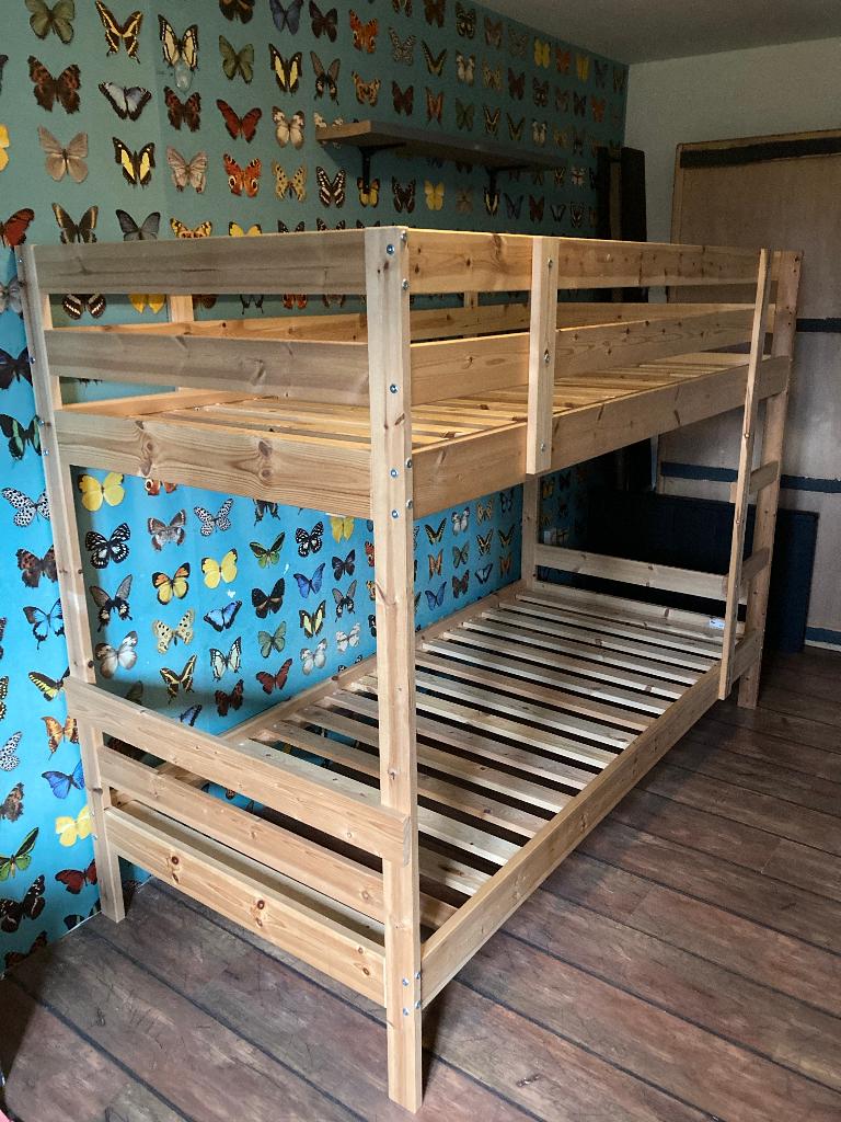 Fijn stapelbed, grenen, 90x200 cm izgs met bouwinstructie, Ophalen, 90 cm, 160 tot 180 cm, Tweepersoons