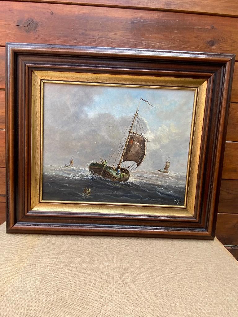 Zeegezicht schilderij. Dick van Dijk(1921), Antiek en Kunst, Kunst | Schilderijen | Klassiek, Ophalen of Verzenden