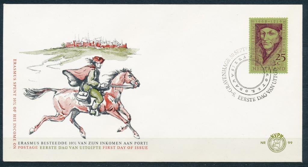 Nederland 1969 -FDC E99 - Desiderius Erasmus, Ophalen of Verzenden, Onbeschreven, Nederland