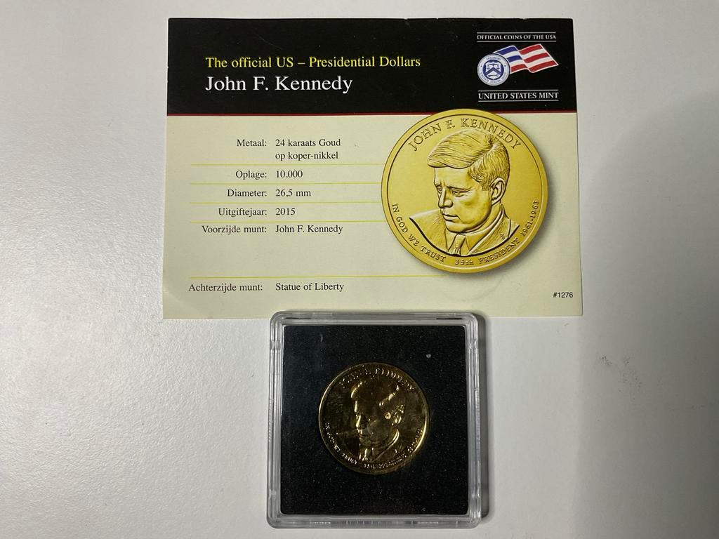 1 Dollar Kennedy President - Goudkleurige Munt, Postzegels en Munten, Munten | Amerika, Ophalen of Verzenden, Noord-Amerika, Losse munt